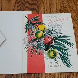 Vtg 1940s Unused Norcross Christmas Card for Granddaughter